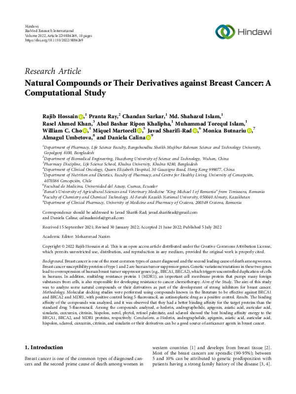 (PDF) Natural Compounds or Their Derivatives against Breast Cancer: A ...