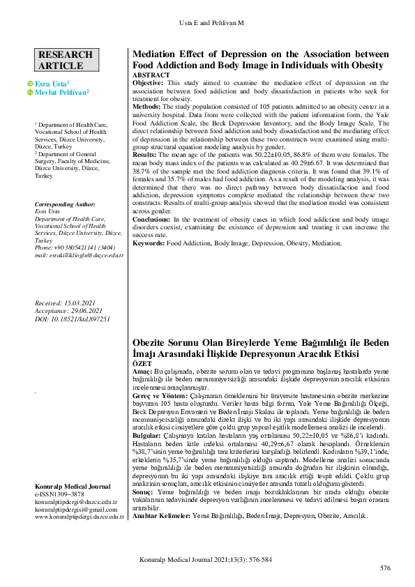 (PDF) Mediation Effect of Depression on the Association between Food ...