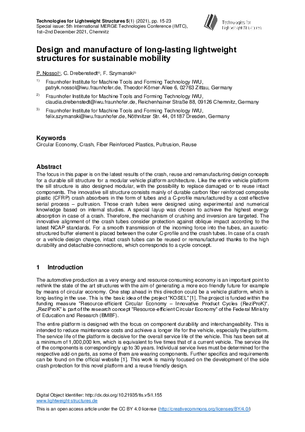 (PDF) Design and manufacture of long-lasting lightweight structures for ...