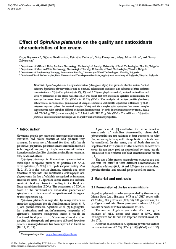 (PDF) Effect of Spirulina platensis on the quality and antioxidants ...
