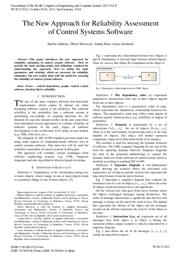 (PDF) The New Approach for Reliability Assessment of Control Systems ...