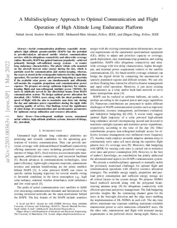(PDF) A Multidisciplinary Approach to Optimal Communication and Flight ...
