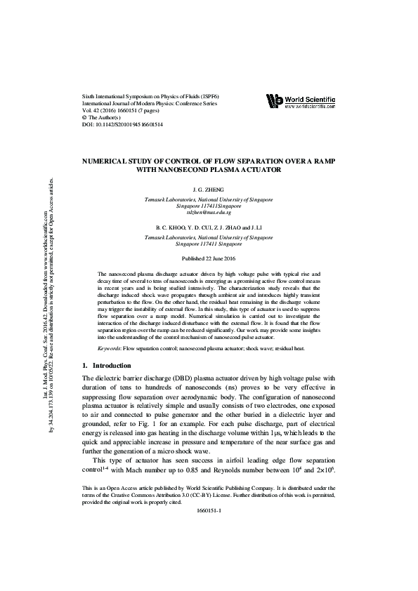 (PDF) Numerical Study of Control of Flow Separation Over a Ramp with ...