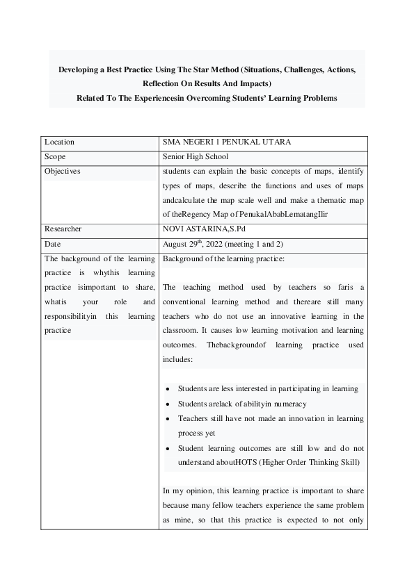 (PDF) Developing a Best Practice Using The Star Method