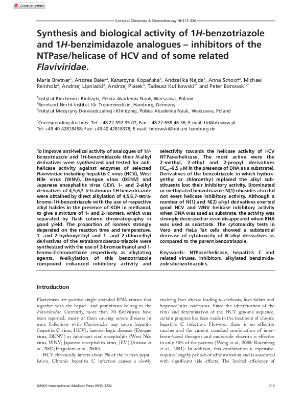 (PDF) Synthesis and biological activity of 1H-benzotriazole and 1H ...