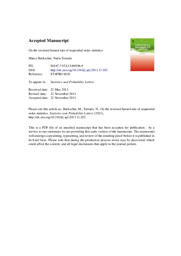 (PDF) On the reversed hazard rate of sequential order statistics