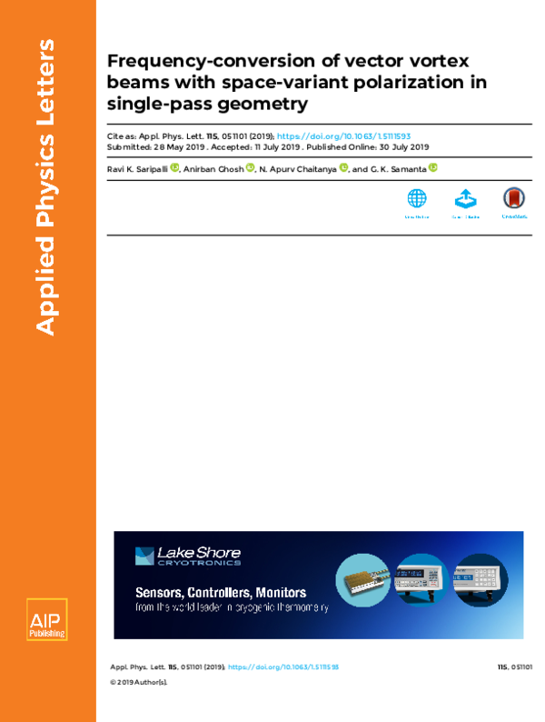 (PDF) Frequency-conversion of vector vortex beams with space-variant ...