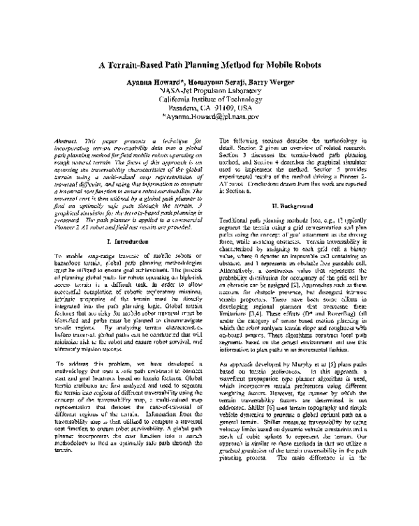 (PDF) A terrain-based path planning method for mobile robots