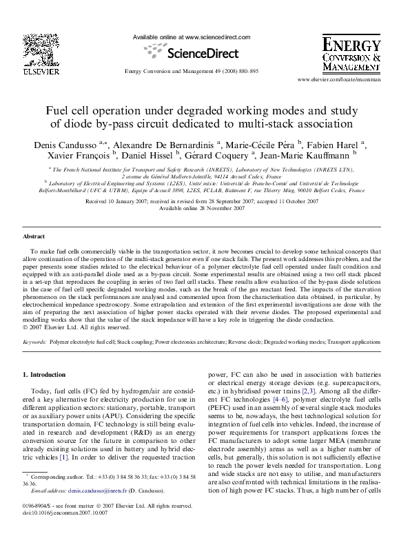 Degraded Mode Operation Of Multi-Stack Fuel Cell Systems – LBFSN