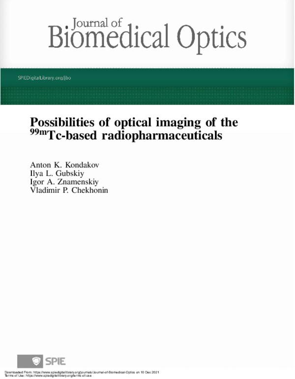 (PDF) Possibilities of optical imaging of the Tc99mbased