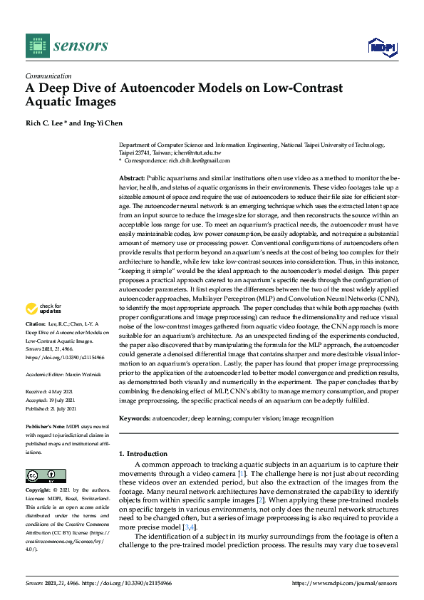 (PDF) A Deep Dive of Autoencoder Models on Low-Contrast Aquatic Images