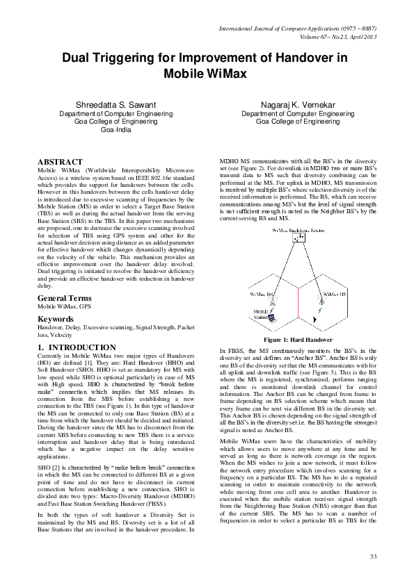 (PDF) Dual Triggering for Improvement of Handover in Mobile WiMax