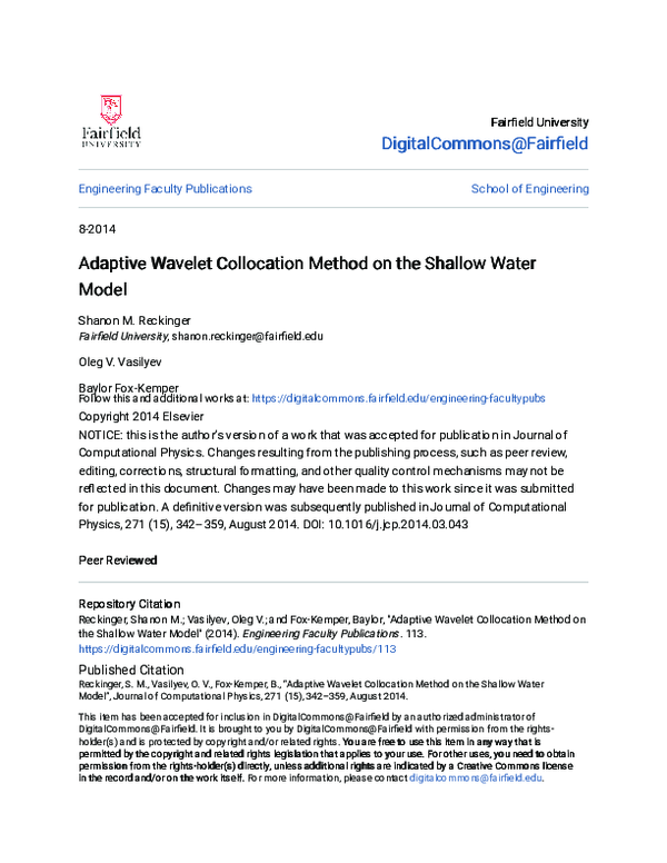 (PDF) Adaptive wavelet collocation method on the shallow water model