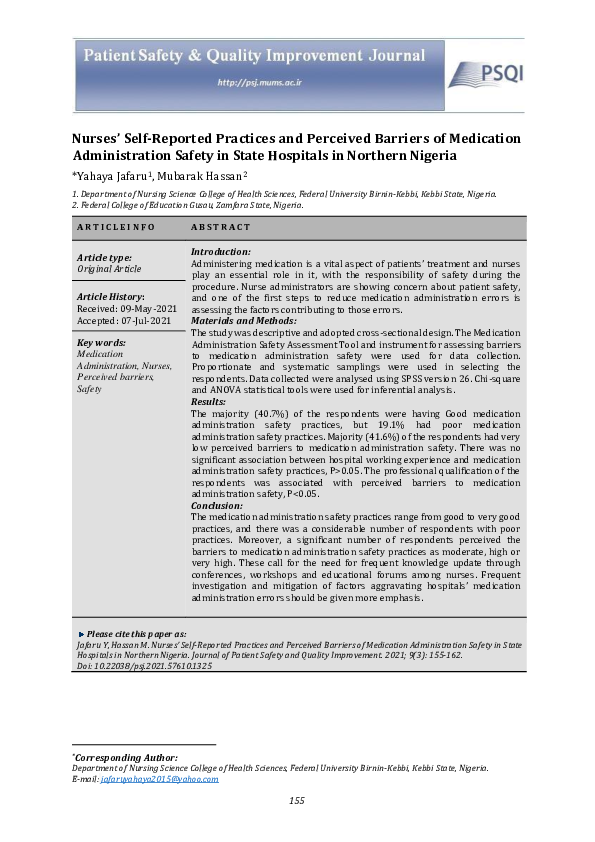 (PDF) Nurses’ Self-Reported Practices and Perceived Barriers of ...