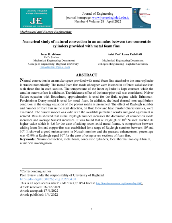 (PDF) Numerical study of natural convection in an annulus between two ...
