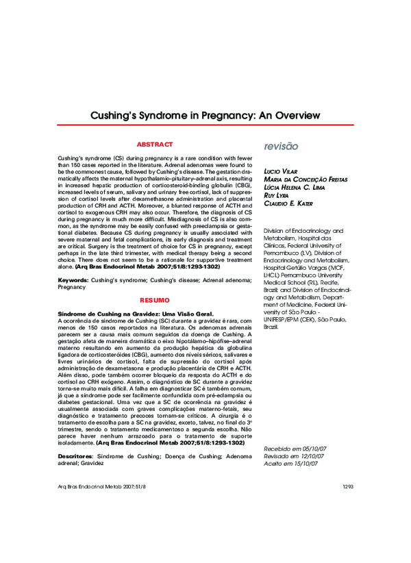 (PDF) Cushing's syndrome in pregnancy an overview Lucio Vilar Academia.edu