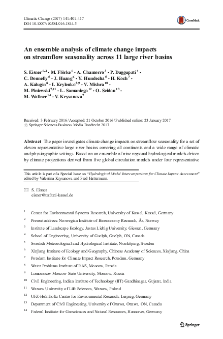 (PDF) An ensemble analysis of climate change impacts on streamflow ...