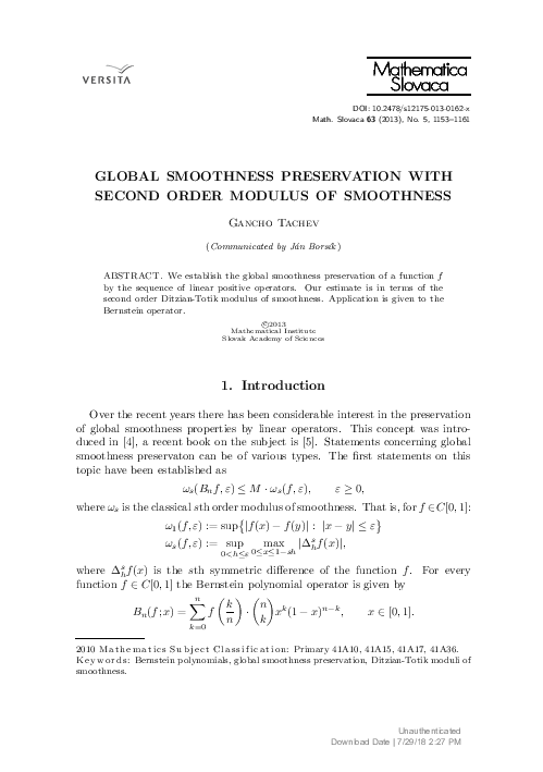 (PDF) Global smoothness preservation with second order modulus of ...