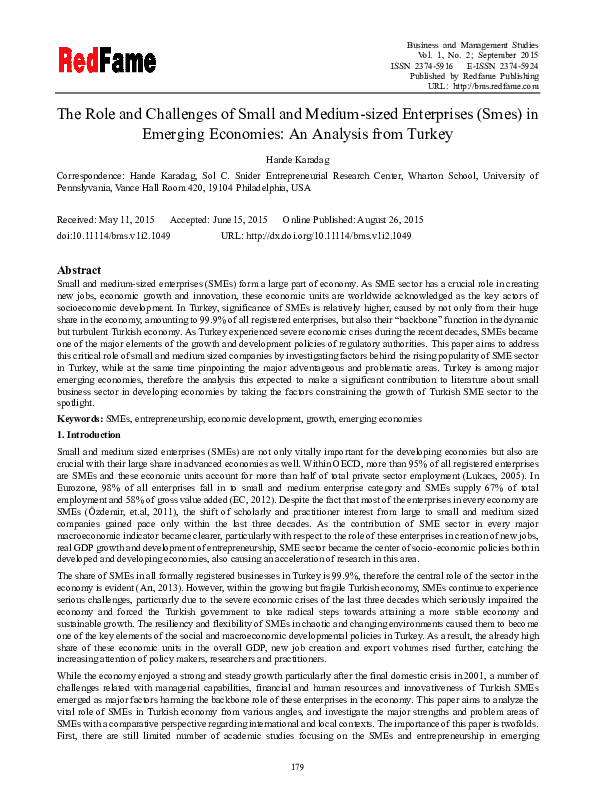 (PDF) The Role and Challenges of Small and Medium-sized Enterprises ...