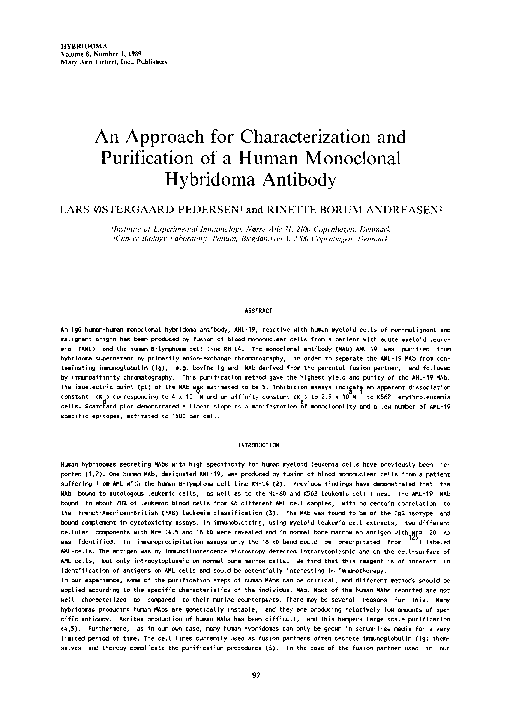 (PDF) An Approach for Characterization and Purification of a Human ...