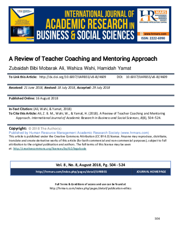 (PDF) A Review of Teacher Coaching and Mentoring Approach