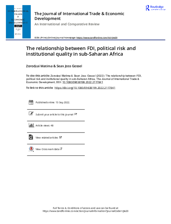 (PDF) The relationship between FDI, political risk and institutional ...