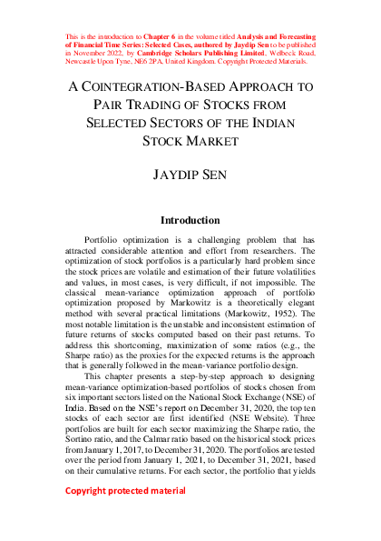 (PDF) A Cointegration-Based Approach to Pair Trading of Stocks from ...