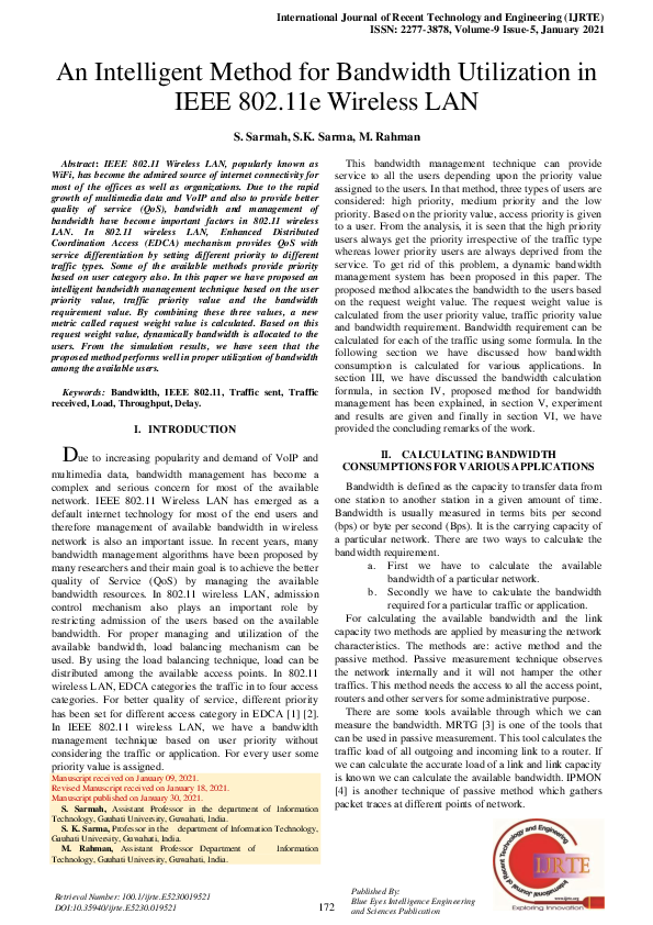 (PDF) An Intelligent Method for Bandwidth Utilization in IEEE 802.11e ...