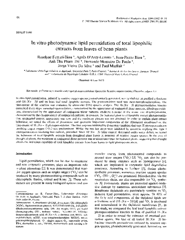 (PDF) Effect of drought on photodynamic peroxidation of leaf total