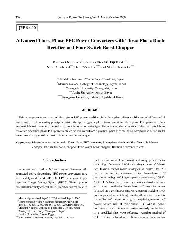(PDF) Advanced ThreePhase PFC Power Converters with ThreePhase Diode