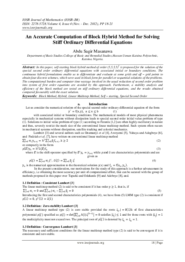 (PDF) An Accurate Computation of Block Hybrid Method for Solving Stiff ...