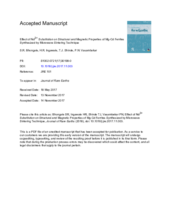 (PDF) Effect of Nd 3+ substitution on structural and magnetic ...