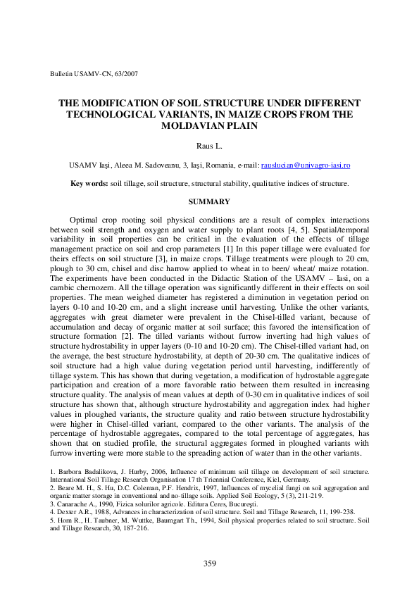 (PDF) The Modification of Soil Structure Under Different Technological ...