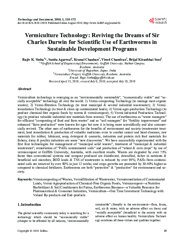 (PDF) Vermiculture Technology Reviving the Dreams of Sir Charles