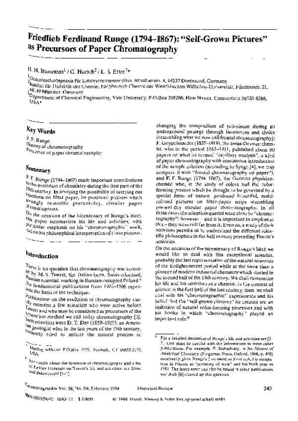 (PDF) Friedlieb Ferdinand Runge (17941867) “Selfgrown pictures” as precursors of paper