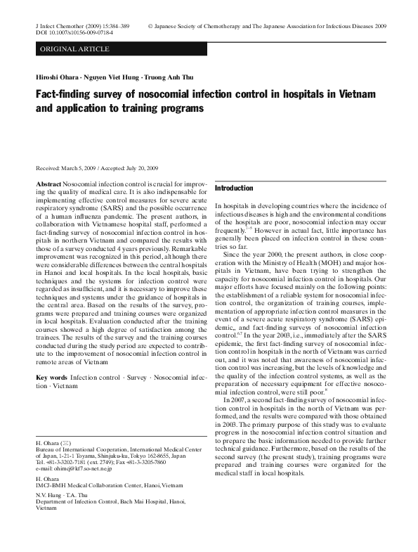 (PDF) Fact-finding survey of nosocomial infection control in hospitals ...