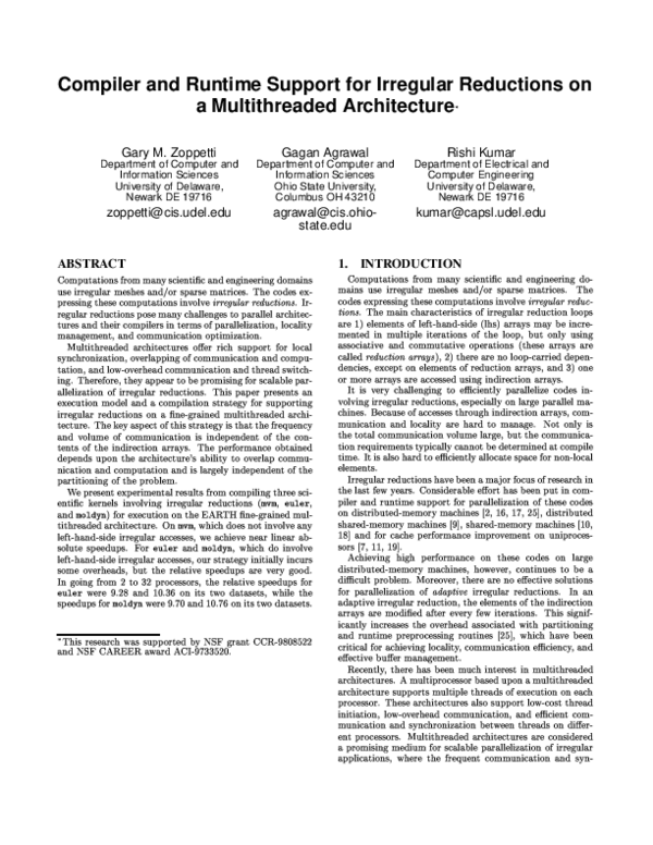 (PDF) Compiler and runtime support for irregular reductions on ...