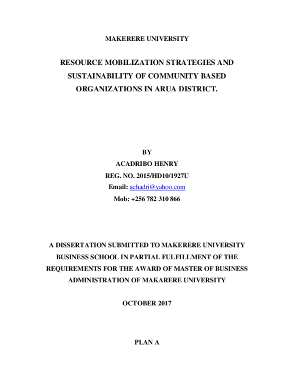 (PDF) Resource mobilization strategies and sustainability of community ...