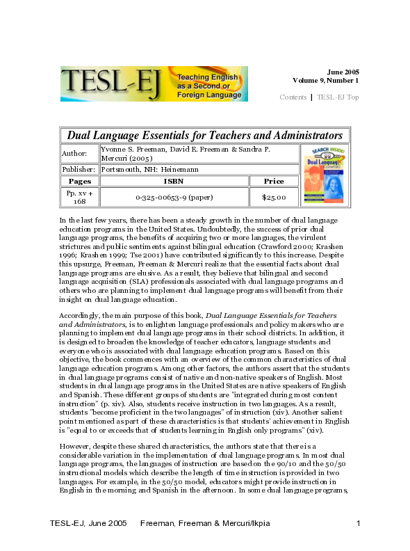 (PDF) Dual Language Essentials for Teachers and Administrators