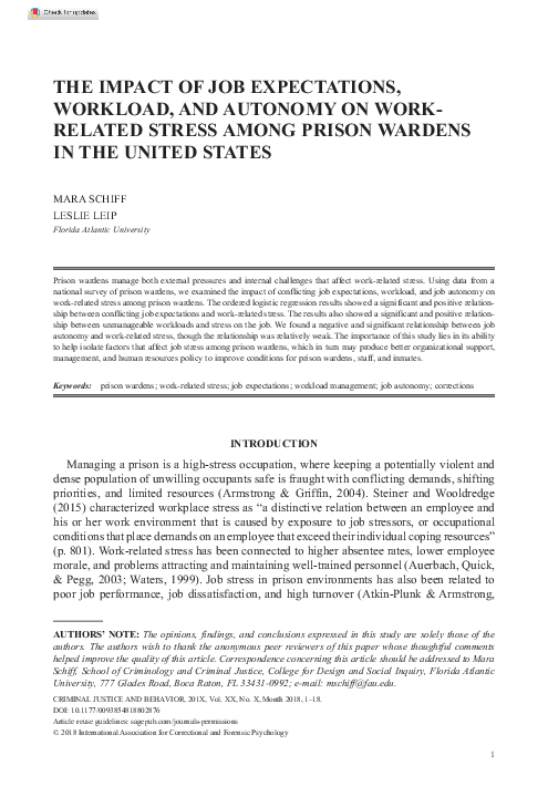 (PDF) The Impact of Job Expectations, Workload, and Autonomy on Work ...