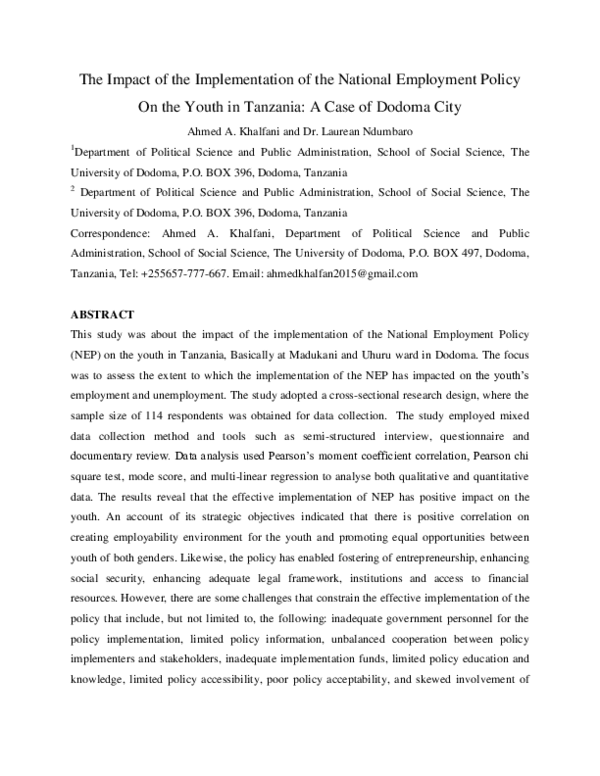 (PDF) The Impact of the Implementation of the National Employment