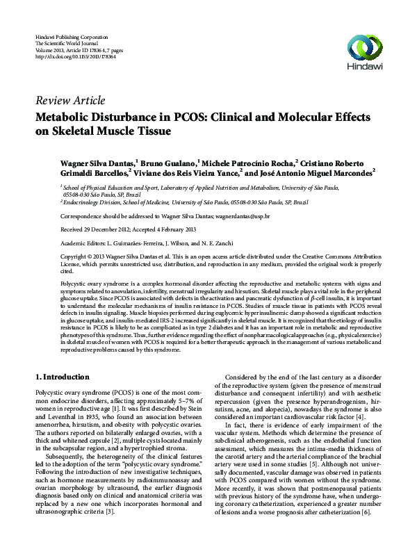 (PDF) Metabolic Disturbance in PCOS: Clinical and Molecular Effects on ...