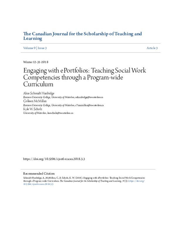 (PDF) Engaging with ePortfolios: Teaching Social Work Competencies ...