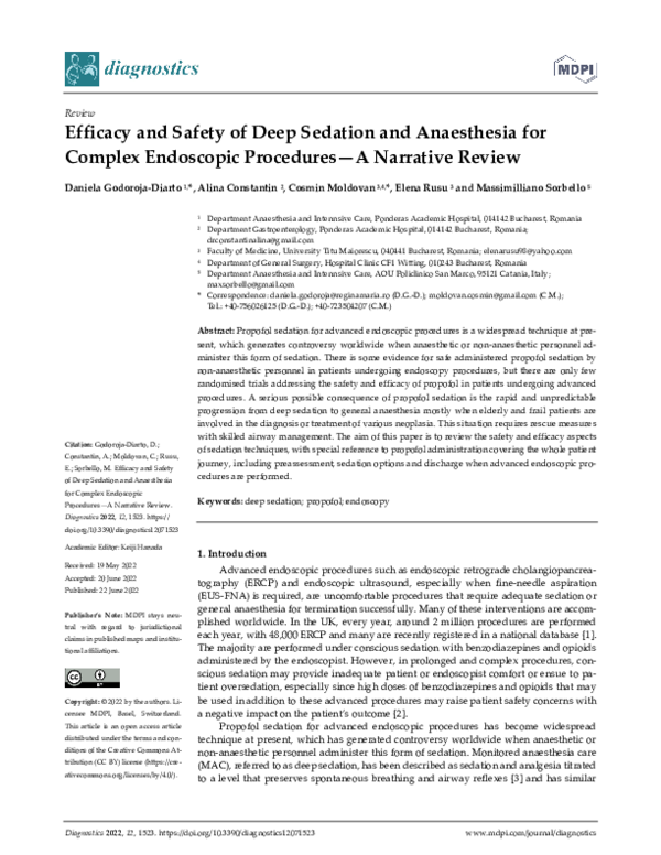 (PDF) Efficacy and Safety of Deep Sedation and Anaesthesia for Complex
