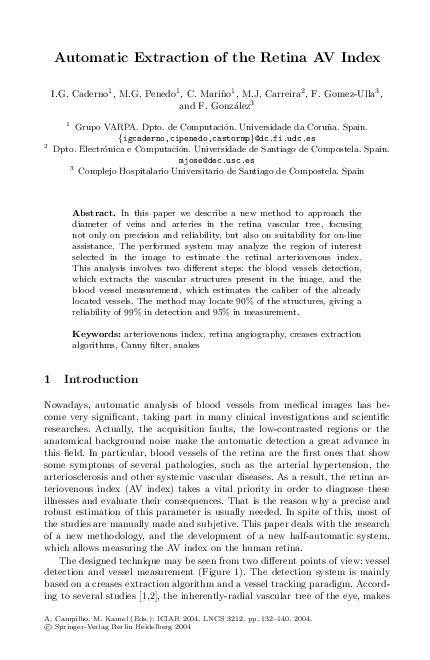 (PDF) Automatic Extraction of the Retina AV Index