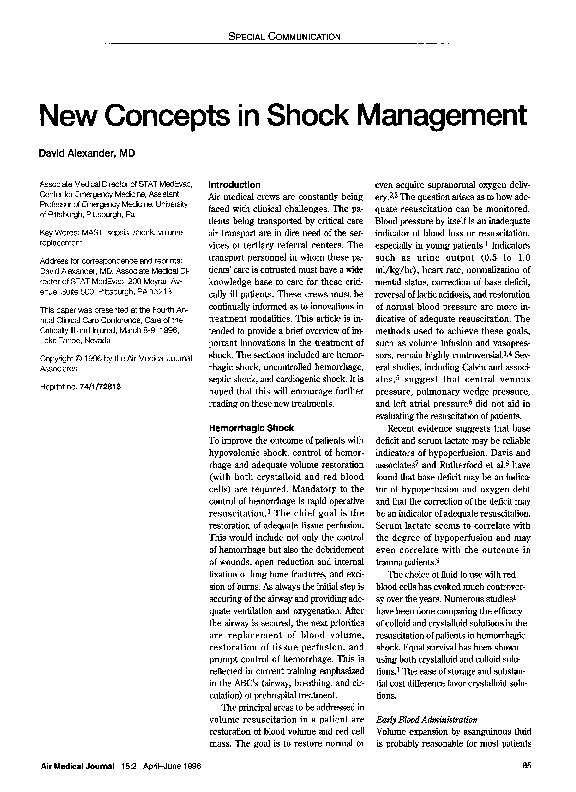 (PDF) New concepts in shock management