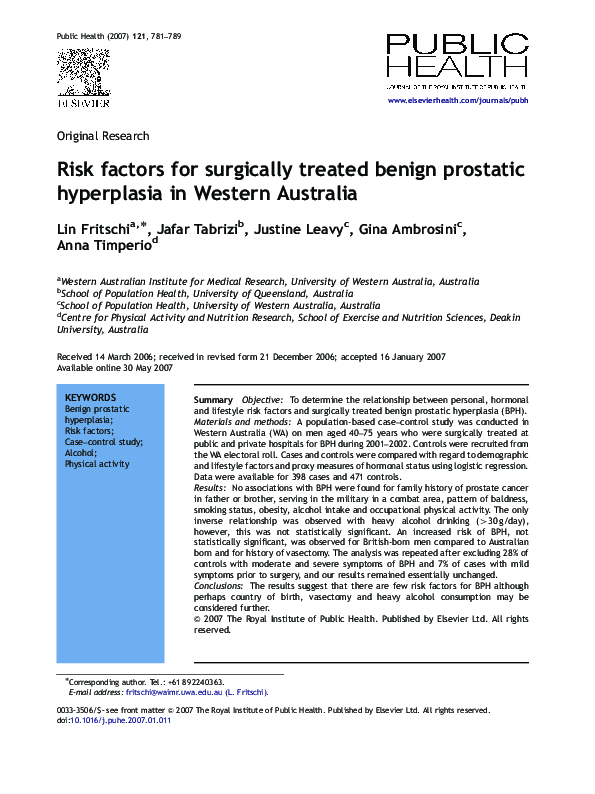 (PDF) Risk factors for surgically treated benign prostatic hyperplasia ...