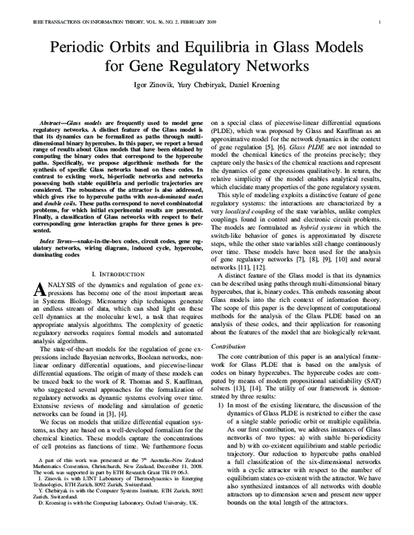 (PDF) Periodic Orbits and Equilibria in Glass Models for Gene ...