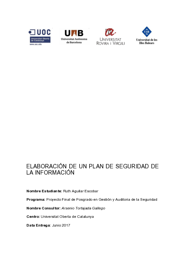 (PDF) Elaboración de un plan de seguridad de la información