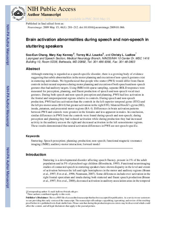 (PDF) Brain activation abnormalities during speech and non-speech in ...